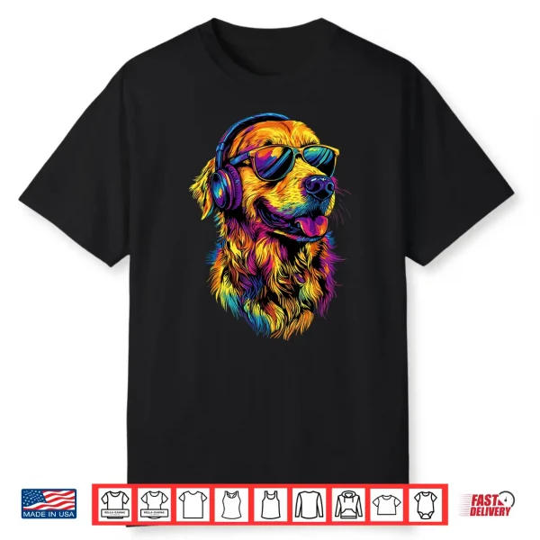 Golden Retriever Dog With Sunglasses I Love Golden Retriever Shirt