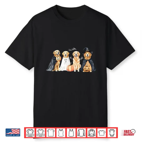 Golden Retriever Dogs Ghost Boo Witch Costume Halloween Shirt