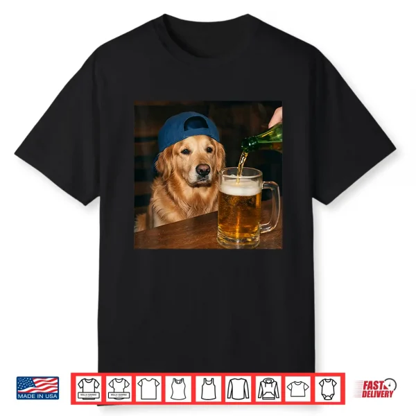 Golden Retriever Drinking Beer Funny Dog Meme Shirt