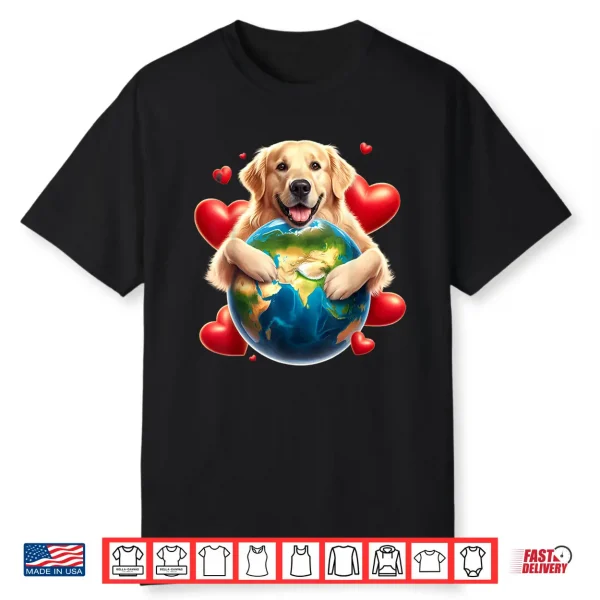 Golden Retriever Earth Day Hug Love Dog Owner Planet Lover Shirt