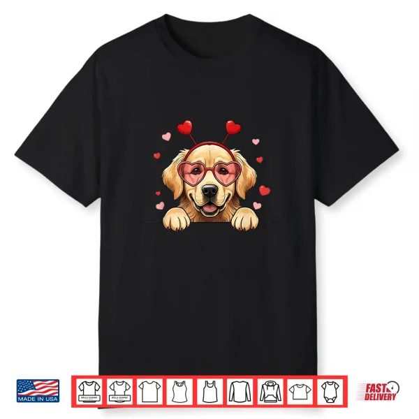 Golden Retriever Heart Headband Valentine Professional Graphic Shirt