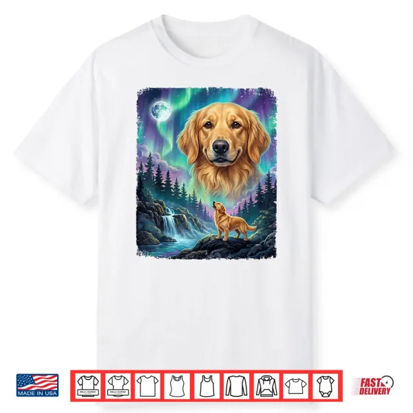 Golden Retriever Howling Aurora Northern Lights Dog Lover Shirt