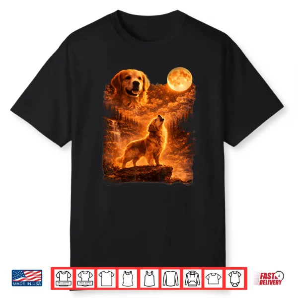 Golden Retriever Howling To The Moon Vintage Dog Lover Shirt