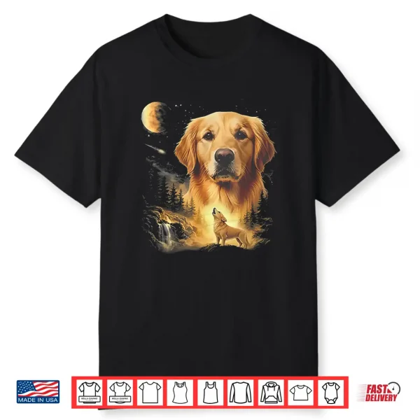 Golden Retriever Howling To The Moon Vintage Shirt