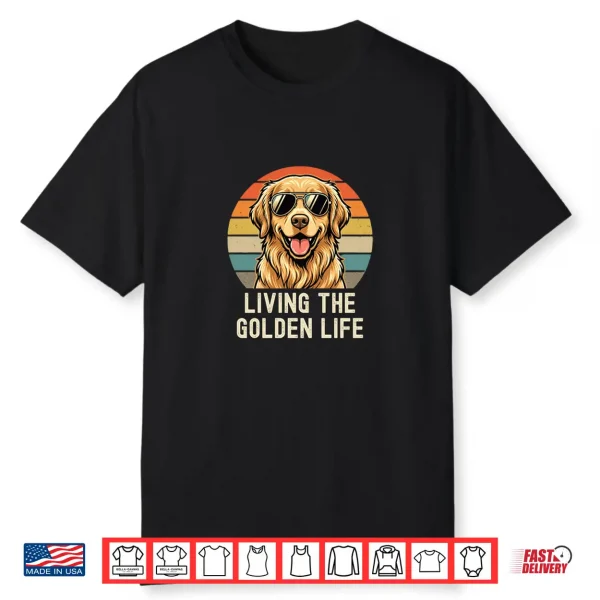 Golden Retriever Life Is Golden Retro Vintage Dog Tee Shirt