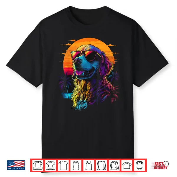 Golden Retriever Lovers Sunset Vintage Golden Retriever Shirt