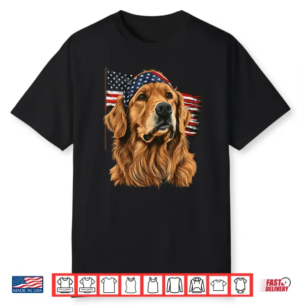 Golden Retriever Patriotic 4Th Of July Usa American Flag Shirt