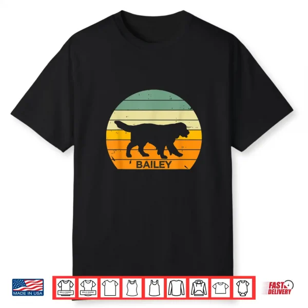 Golden Retriever Personalized Bailey Dog Name Vintage Sunset Shirt