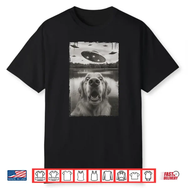 Golden Retriever Selfie With Ufo Funny Golden Retriever Shirt