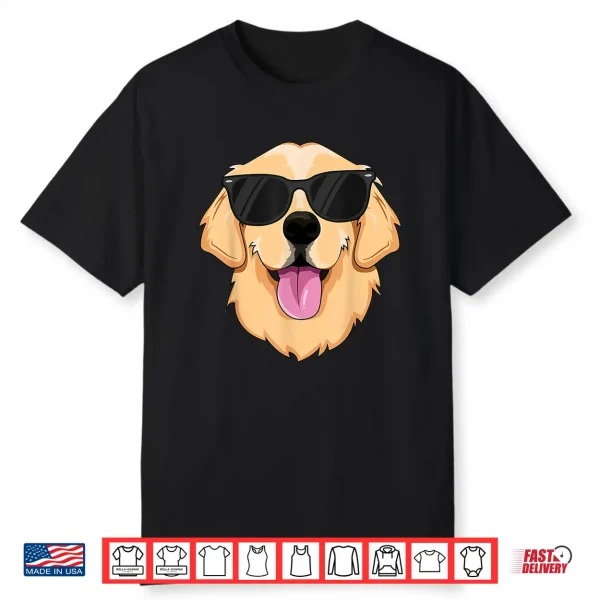 Golden Retriever Shirt For Kids Boys Girls Sunglasses Pet Shirt