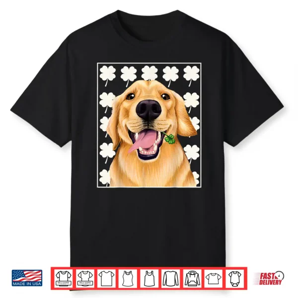 Golden Retriever St. Patrick’S Day Shirt With Clovers