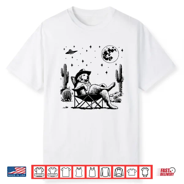 Golden Retriever Ufo 90S Western Cowboy Vintage Funny Saying Shirt