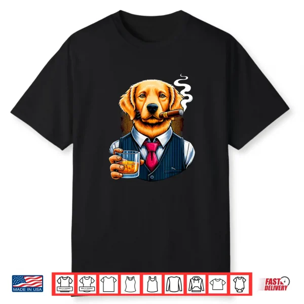 Golden Retriever Dog Cigar And Whiskey Shirt
