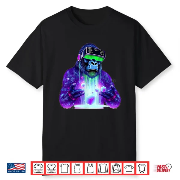 Gorilla Vr Gamer Playing Tag Boys Funny Adult Gorilla Vr Shirt
