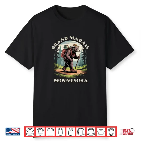 Grand Marais Minnesota Hiking Trail Adventure Bear Shirt