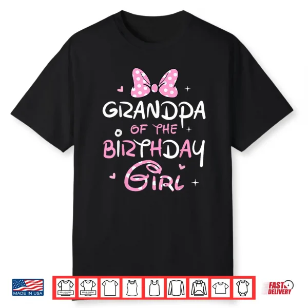 Grandpa Of The Birthday Girl Pink Coquette Bow Themed Party Shirt