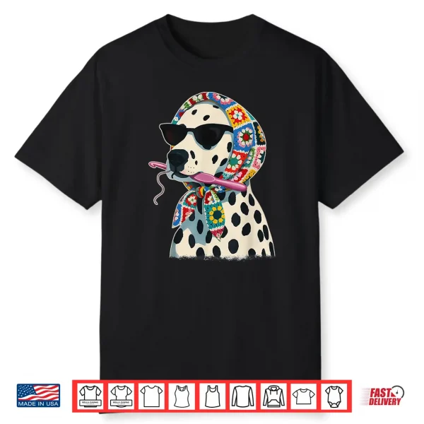 Granny Square Dalmatian Funny Dalmatian Dog Crochet Yarn Shirt