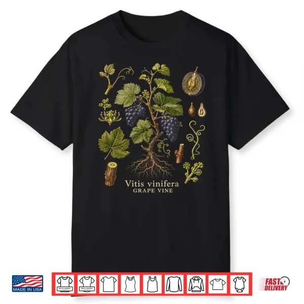 Grape Vine Botanical Anatomy Vintage Nature Study Art Shirt