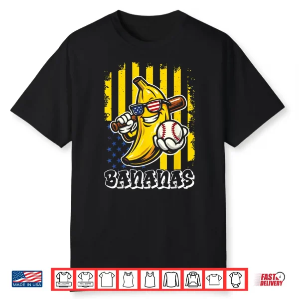 Graphic Banana Proud Name Retro American Flag Shirt