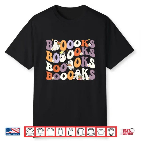 Groovy Ghost Reading Books Boooks Halloween Teacher Boook Shirt