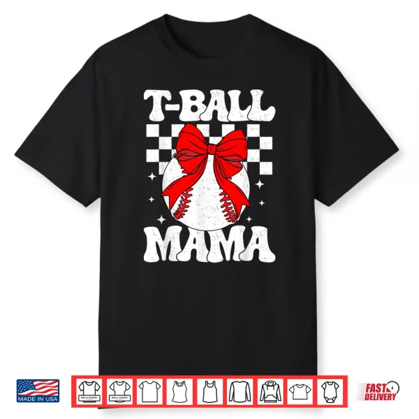 Groovy Tball Mom Softball T Ball Mama Checkered Mothers Day Shirt