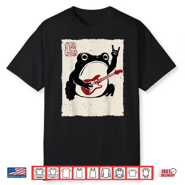 Grumpy Frog Funny Guitar Rock Music Anime Japanese Shirt