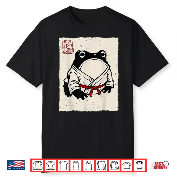 Grumpy Frog Funny Karate Judo Mma Jiu Jitsu Anime Japanese Shirt