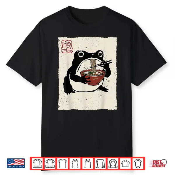 Grumpy Frog Funny Ramen Anime Japanese Shirt