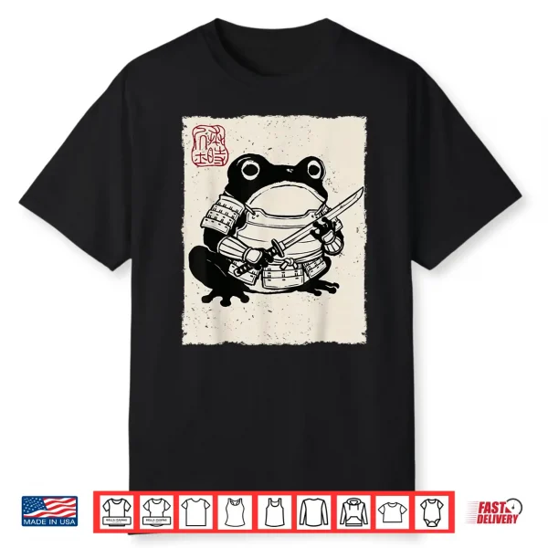 Grumpy Frog Funny Samurai Warrior Anime Japanese Shirt