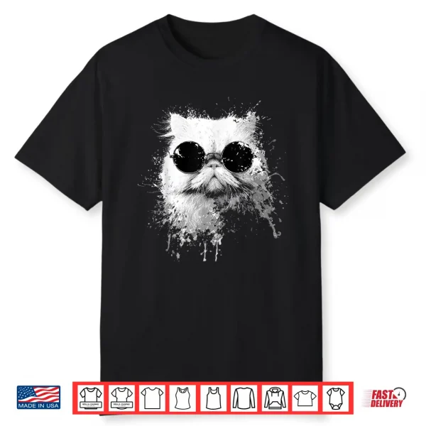 Grunge Style Hipster Persian Cat With Sunglasses Shirt