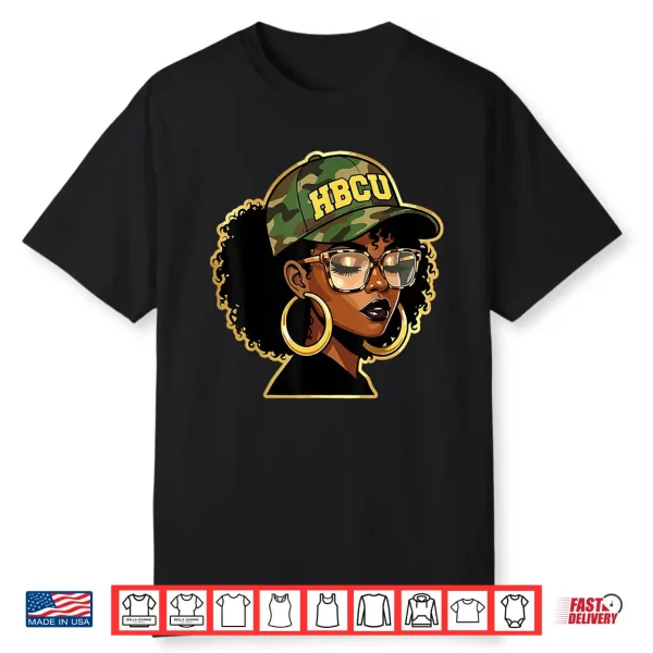 Hbcu Pride Afro Girl Camo Black History Month Shirt
