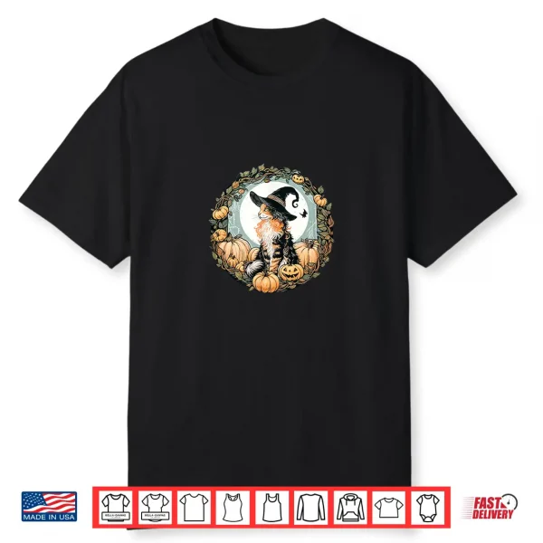 Halloween Dilute Calico Maine Coon Cat Illustration Shirt