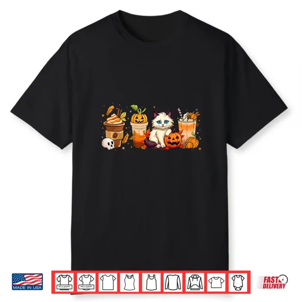 Halloween Ragdoll Cat Pumpkin Spice Latte Syrup Creamer Shirt