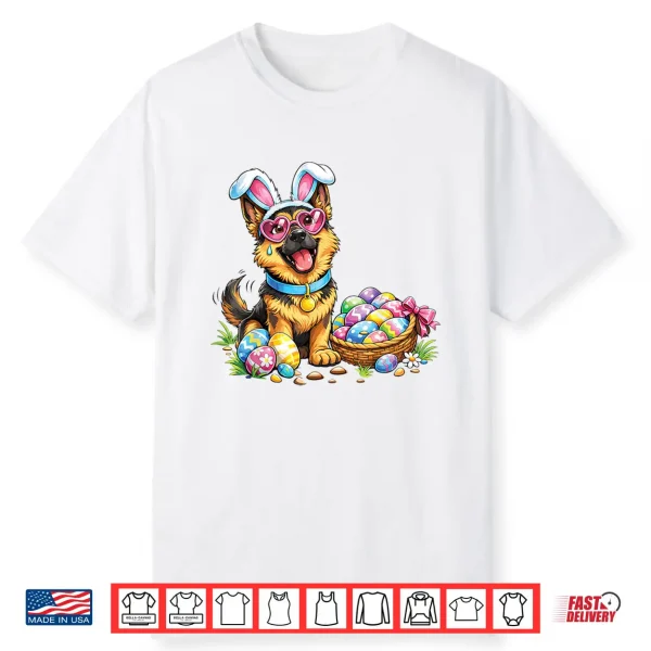Happy German Shepherd Easter Bunny Dog Egg Hunt Shirt