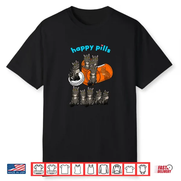 Happy Pills Maine Coon Funny Kitten Feline Cat Lover Gift Shirt