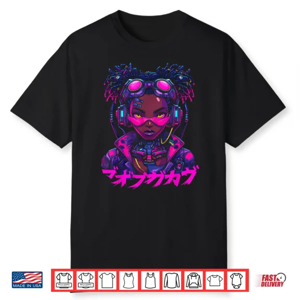 Harajuku Cyberpunk Black Girl Anime Manga Waifu Japanese Shirt