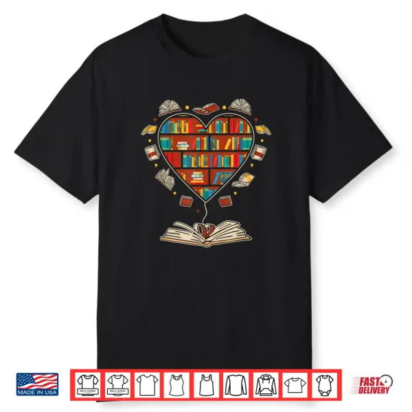 Heart Shape Librarian Themed Book Club Reading Book Lovers Shirt