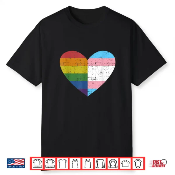 Heart With Rainbow And Transgender Flag For Pride Month Shirt