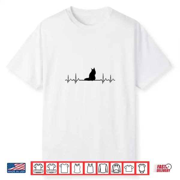 Heartbeat Ecg Pulse Maine Coon Cat Shirt