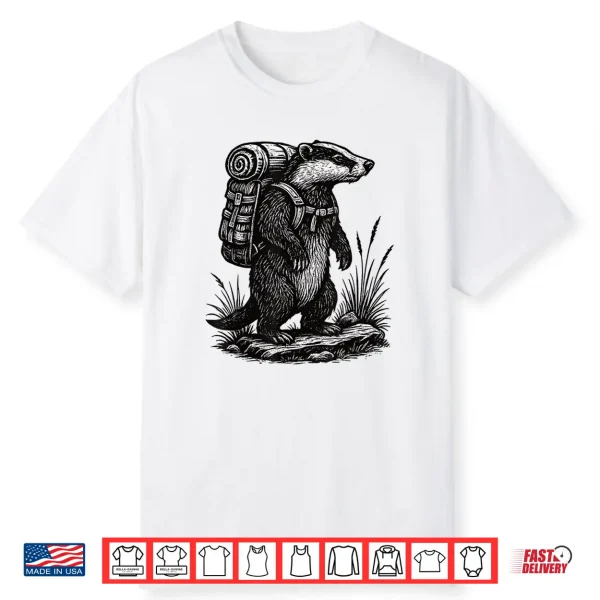 Hiking Badger Backpacking Animals Funny Cottagecore Shirt