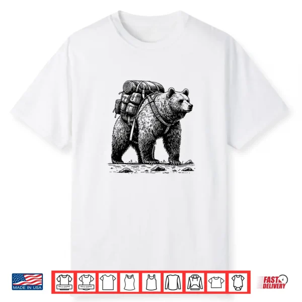 Hiking Grizzly Bear Backpacking Animals Funny Cottagecore Shirt