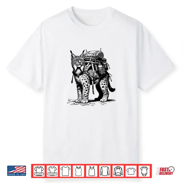 Hiking Lynx Backpacking Animals Funny Cottagecore Shirt