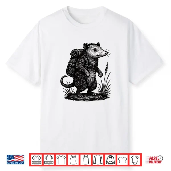 Hiking Opossum Backpacking Animals Funny Cottagecore Shirt