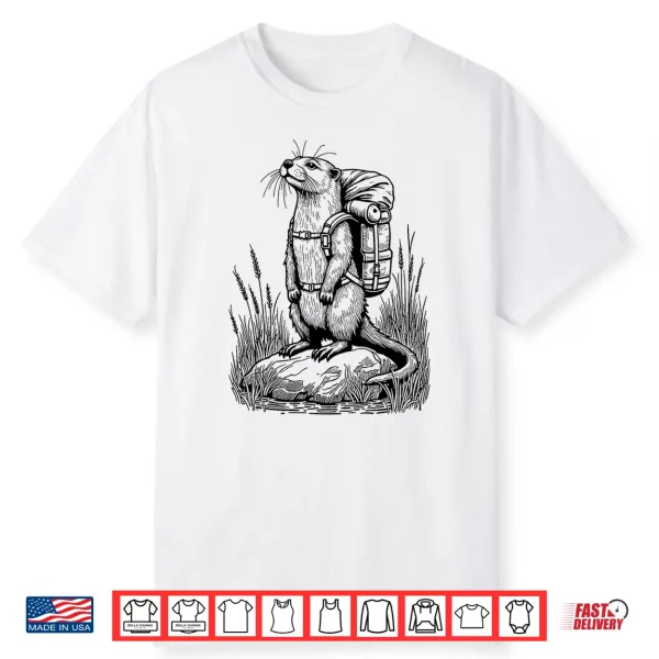 Hiking Otter Funny Cottagecore Backpacking & Backpacker Shirt