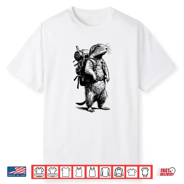 Hiking Prairie Dog Gopher Backpacking Animals Funny Retro Shirt