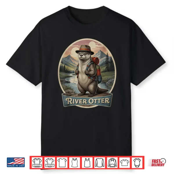 Hiking River Otter Backpacking Animals Cottagecore Aesthetic Shirt