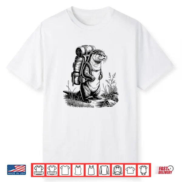 Hiking River Otter Backpacking Animals Funny Men Women Shirt