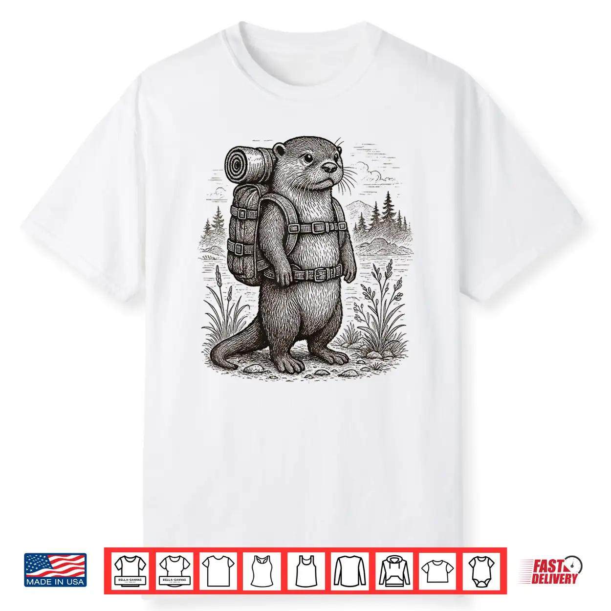 Hiking River Otter Backpacking Outdoor Funny Cottagecore Shirt