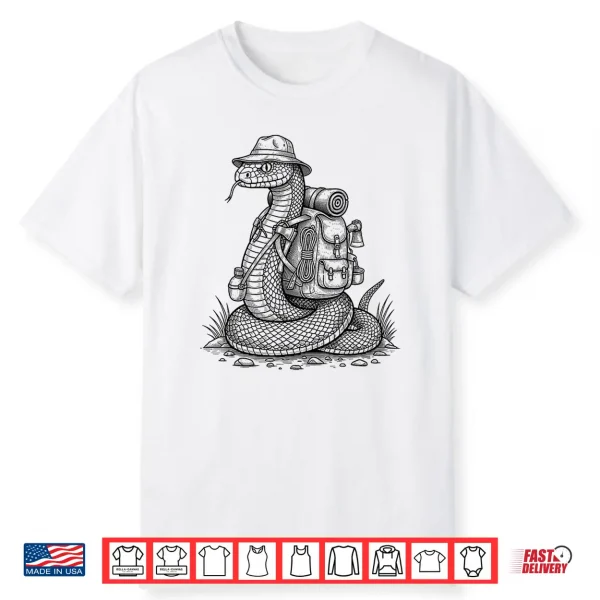 Hiking Snake Backpacking Animals Funny Cottagecore Reptile Shirt
