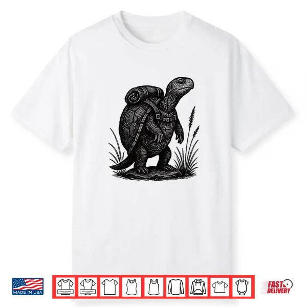 Hiking Turtle Backpacking Animals Funny Cottagecore Reptile Shirt